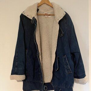 Vintage Dark Blue Jean Bomber Jacket